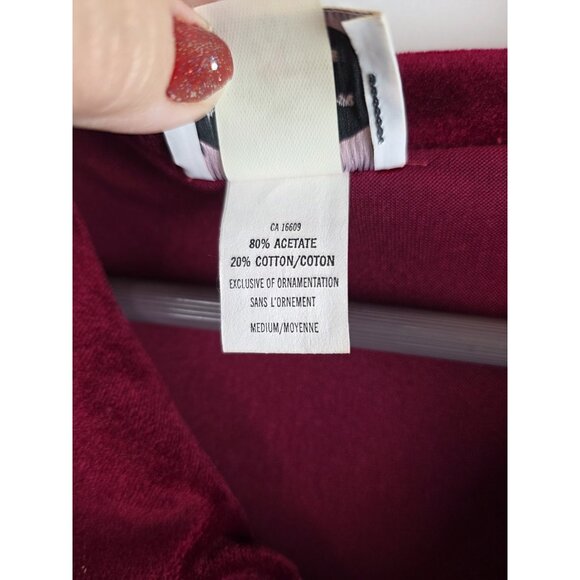 Barbizon at Home Women's Vintage Nightgown Medium Burgundy Velvet Robe Pajama - Picture 12 of 16